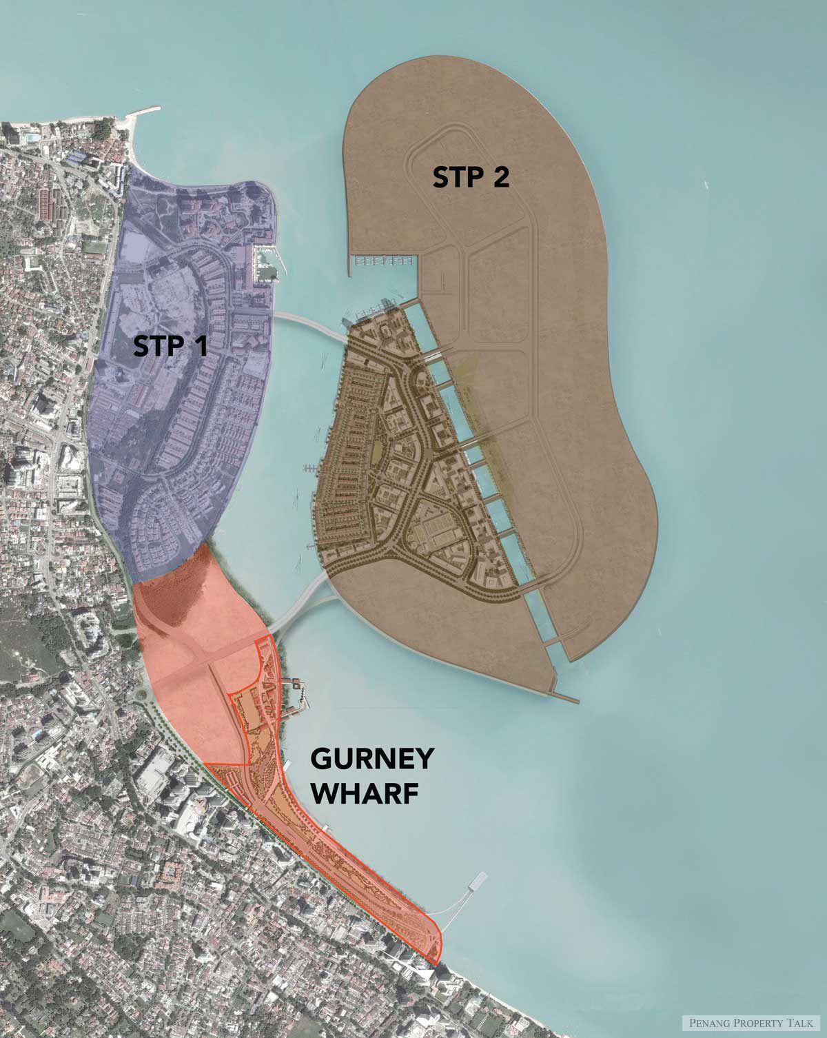Aerial view of Andaman Island within Seri Tanjung Pinang masterplan and Tanjung Tokong coastline Penang