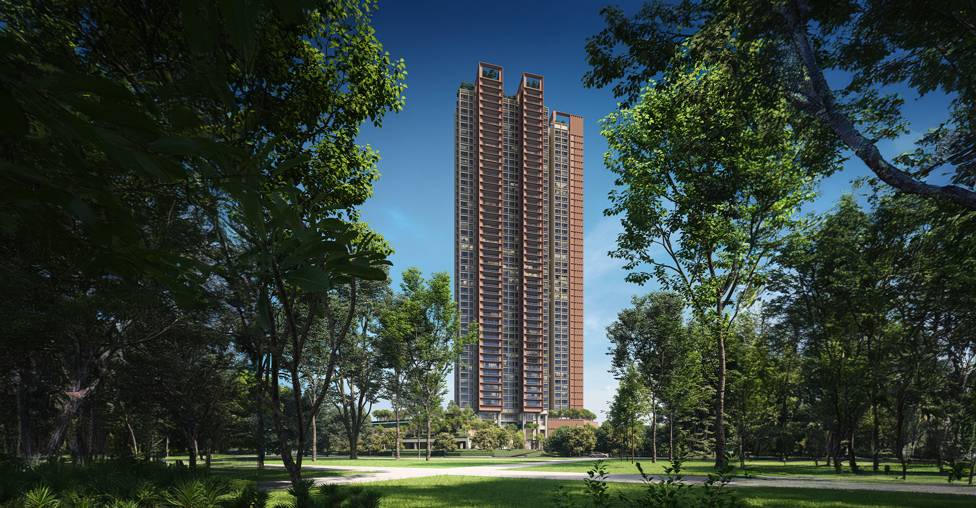 TheLume at Andaman tower viewed from landscaped park Seri Tanjung Pinang