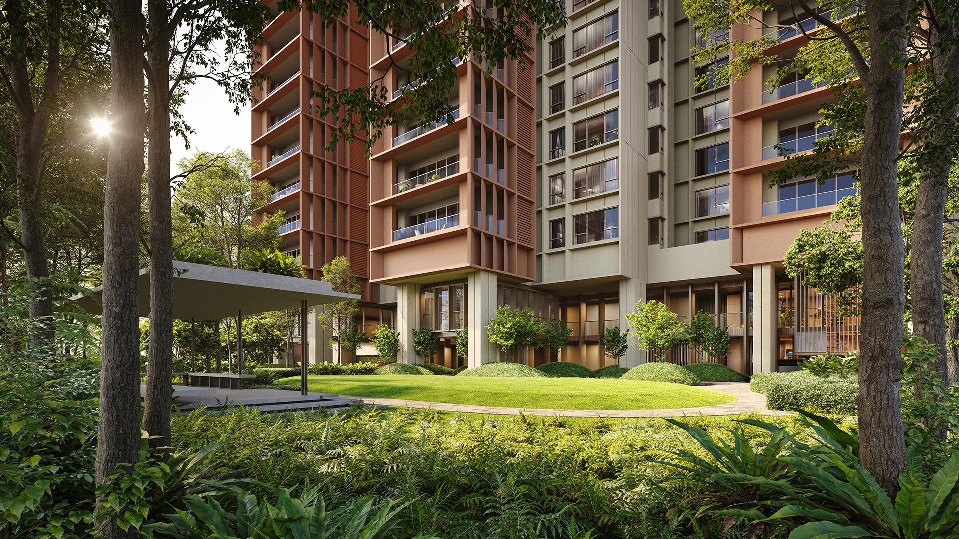 Luxury communal garden at TheLume at Andaman exemplifying premium living standards in Penang