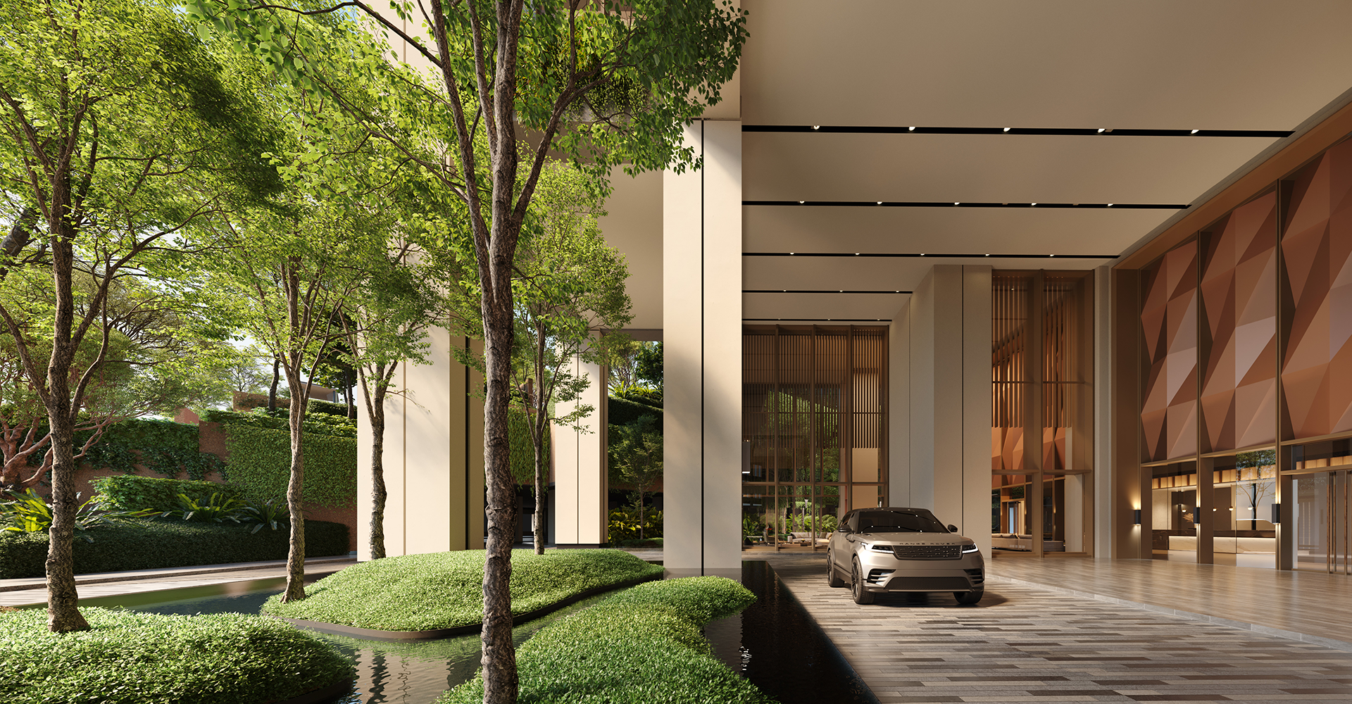 TheLume at Andaman covered porte-cochère vehicle drop-off area