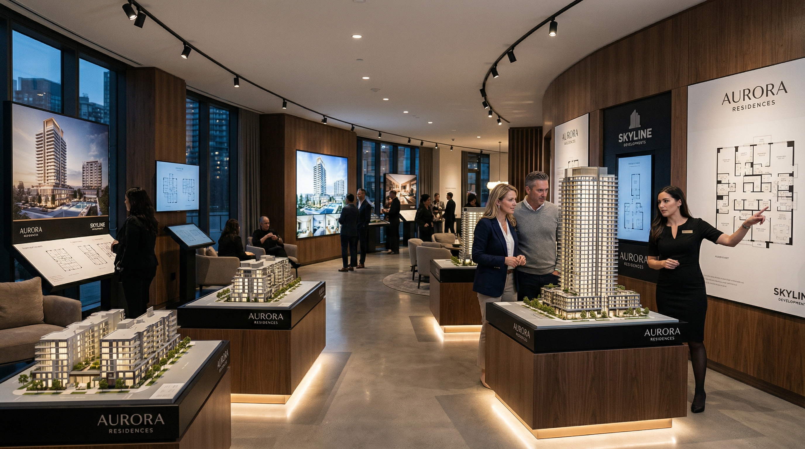 Premium property showroom gallery with architectural models
